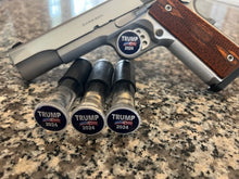 Load image into Gallery viewer, 3-Pack Pistol Display Stand Handgun Stand Clear Acrylic Rubber Tipped - Trump 2024 Domed Decal…