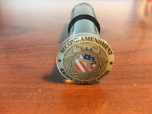 Load image into Gallery viewer, Pistol Display Stand Handgun Stand Clear Acrylic Rubber Tipped - Trump 2024 Domed Decal…