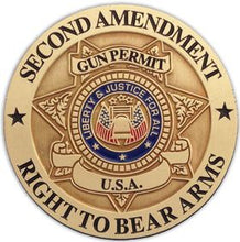 Load image into Gallery viewer, 3-Pack Pistol Display Stand Handgun Stand Clear Acrylic Rubber Tipped - Right to Bear Arms Domed Decal…