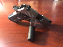 Load image into Gallery viewer, Pistol Display Stand Handgun Stand Clear Acrylic Rubber Tipped - Come and Take Them Domed Decal…