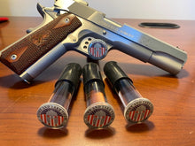 Load image into Gallery viewer, 3-Pack Pistol Display Stand Handgun Stand Clear Acrylic Rubber Tipped - Come and Take Them Domed Decal…