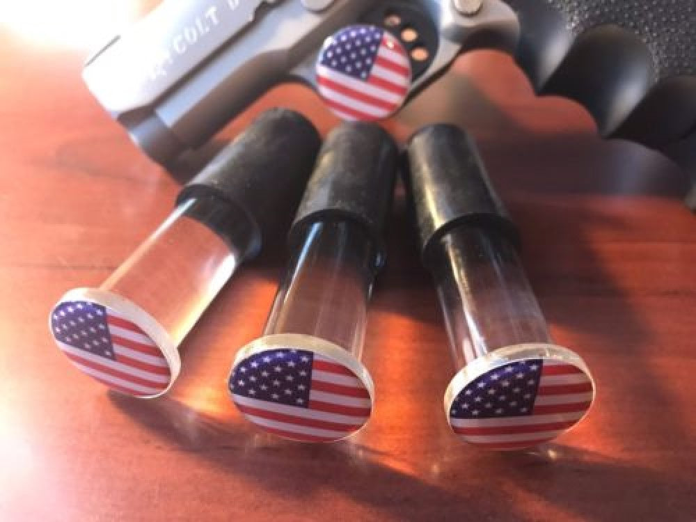 3-Pack Pistol Display Stand Handgun Stand Clear Acrylic Rubber Tipped - American Flag Domed Decal…