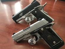 Load image into Gallery viewer, Pistol Display Stand Handgun Stand Clear Acrylic Rubber Tipped - iPac Domed Decal…