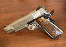 Load image into Gallery viewer, Pistol Display Stand Handgun Stand Clear Acrylic Rubber Tipped - Right to Bear Arms Domed Decal…